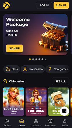 Slotsmines Casino Mobile Homepage