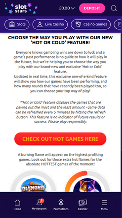 SlotStars Casino mobile Hot oder Cold