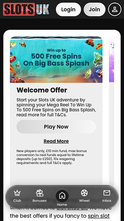 SlotsUK Casino Mobile-Aktionen