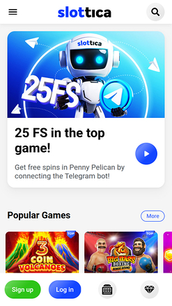 Page d’accueil mobile de Slottica Casino
