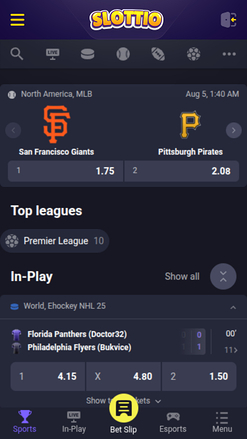 Deportes móviles de Slottio Casino