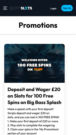 Slotty Slots Casino mobile Aktionen