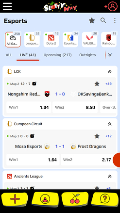 Deportes electrónicos móviles de SlottyWay Casino