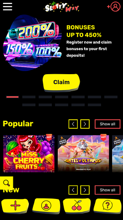 Página de inicio móvil de SlottyWay Casino