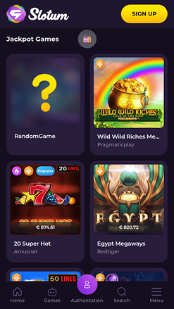 Мобильный джекпот Slotum Casino