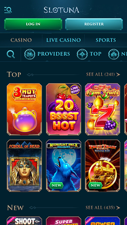 Jeux mobiles de Slotuna Casino