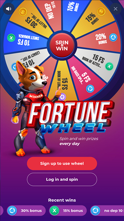 Roue de la fortune mobile de SlotV Casino