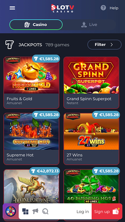 Jackpot mobile de SlotV Casino
