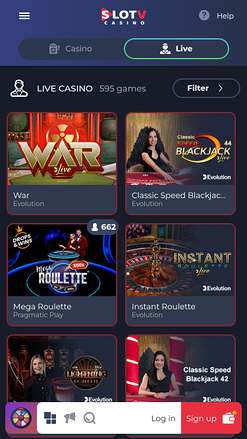 Croupier en direct mobile de SlotV Casino