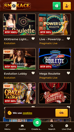 Croupier en direct mobile de SmokAce Casino