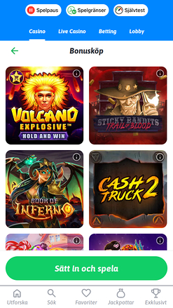 Achat de bonus mobile de Snabbare Casino