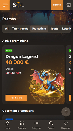 Promotions mobiles de Sol Casino