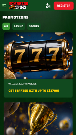 Sombrero Spins Casino Mobile-Aktionen