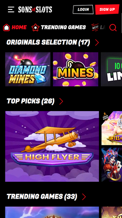 Jeux mobiles de Sons of Slots Casino