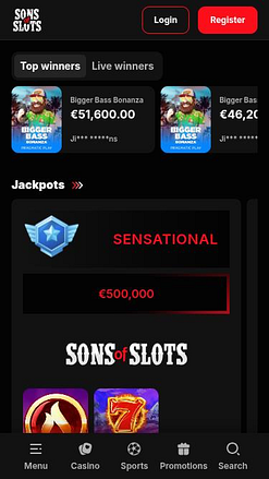 Jackpot sur mobile de Sons of Slots Casino