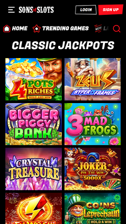 Jackpot mobile de Sons of Slots Casino