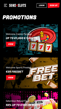 Promotions mobiles de Sons of Slots Casino