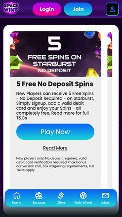 Promociones móviles de Space Wins Casino