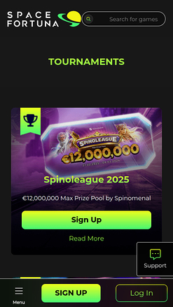 Tournois SpaceFortuna Mobile
