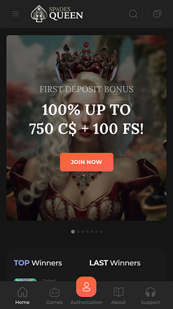 Spades Queen Casino Mobile Homepage