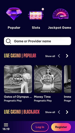 Speedz Casino live dealer mobile page