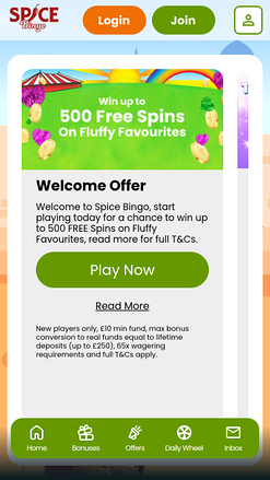 Promozioni mobile di Spice Bingo Casino