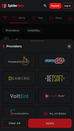 SpiderBets Casino Mobile Game Developers