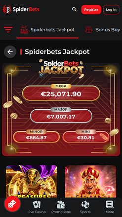 SpiderBets Casino Mobile Jackpot
