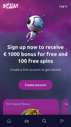 Spin Away Casino Mobile Homepage