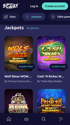 Jackpot mobile de Spin Away Casino