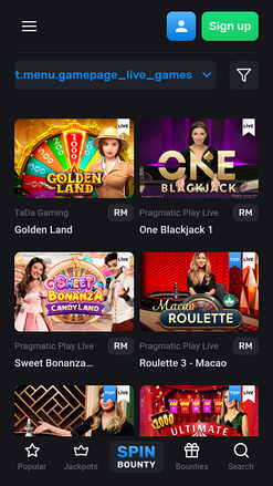 Croupier en direct mobile de SpinBounty Casino