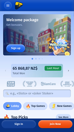 Мобильная главная страница Spin City Casino