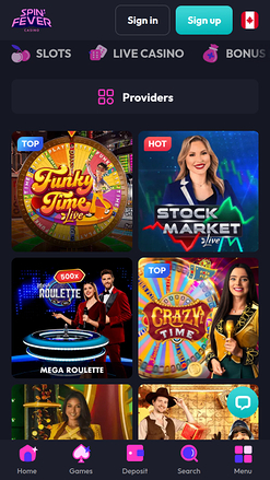 SpinFever Casino Mobile Live Dealer