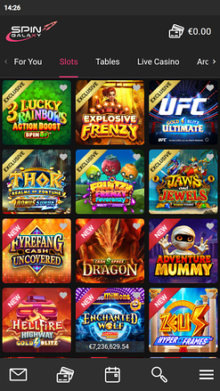 Giochi mobile di Spin Galaxy Casino