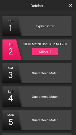 Spin Galaxy Casino Mobile-Aktionen