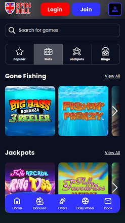 Jeux mobiles de Spin Hill Casino