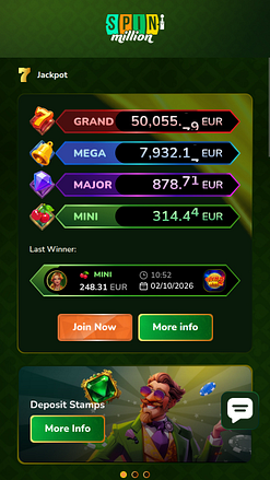 Jackpot do Spin Million Casino Mobile