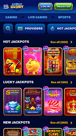 Jackpot mobile du casino Spin Of Glory