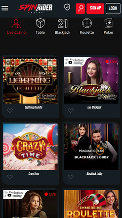 Crupier en vivo móvil de Spin Rider Casino