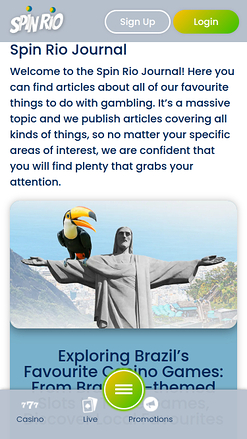 Journal mobile de Spin Rio Casino