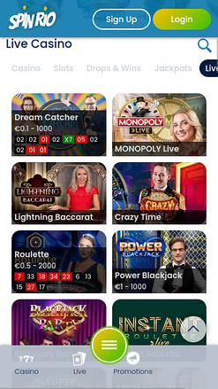 Croupier en direct mobile de Spin Rio Casino