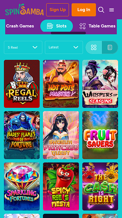 Jeux mobiles de Spin Samba Casino