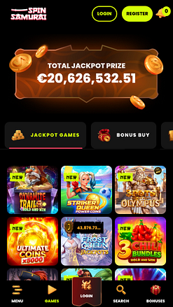 Jackpot mobile du casino Spin Samurai