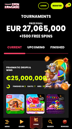 Tournois mobiles du casino Spin Samurai