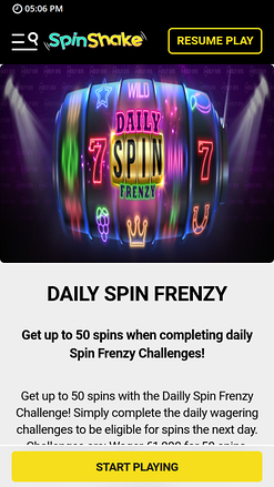Tour quotidien mobile de Spin Shake Casino