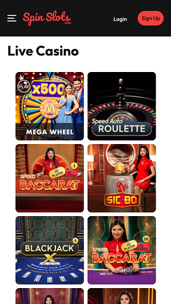 Croupier en direct mobile de Spin Slots Casino