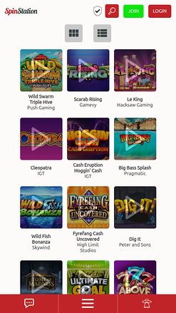 Jeux mobiles de Spin Station Casino