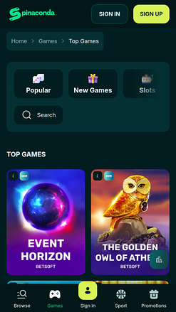 Мобильные игры казино Spinaconda