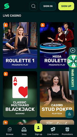 Spinaconda Casino Mobile Live Dealer