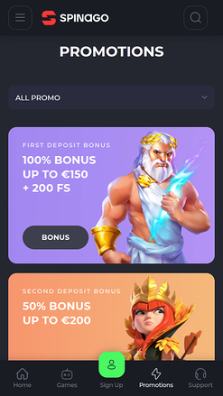 Promotions mobiles de Spinago Casino